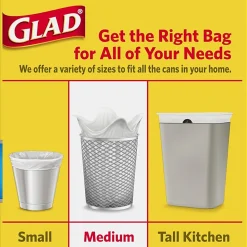 Glad® Medium Quick-Tie Trash Bags - OdorShield® 8 Gallon White Trash Bag, 0.74 mil, Febreze Fresh Clean - 26 Count