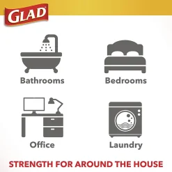 Glad® OdorShield® Quick-Tie® Small Trash Bags,  0.5 mil, Tie-Flap, 4 gal, Febreze Fresh Clean Scent, 8 x 18, White, 26 Bags/Box, 6 Boxes/Carton