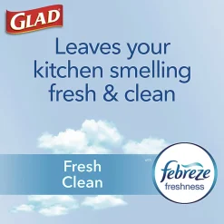 Glad® OdorShield® Quick-Tie® Small Trash Bags,  0.5 mil, Tie-Flap, 4 gal, Febreze Fresh Clean Scent, 8 x 18, White, 26 Bags/Box, 6 Boxes/Carton