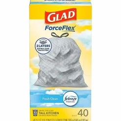 Glad® OdorShield® Tall Kitchen Trash Bags,  0.9 mil, 13 Gallons, Yellow, Box Of 40
