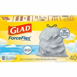 Glad® OdorShield® Tall Kitchen Trash Bags,  0.9 mil, 13 Gallons, Yellow, Box Of 40