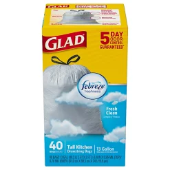 Glad® OdorShield® Tall Kitchen Trash Bags,  0.9 mil, 13 Gallons, Yellow, Box Of 40