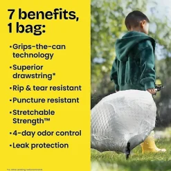 Glad® OdorShield Tall Kitchen Drawstring 0.78-mil Trash Bags, 13 Gallons, White, Pack Of 80 Bags
