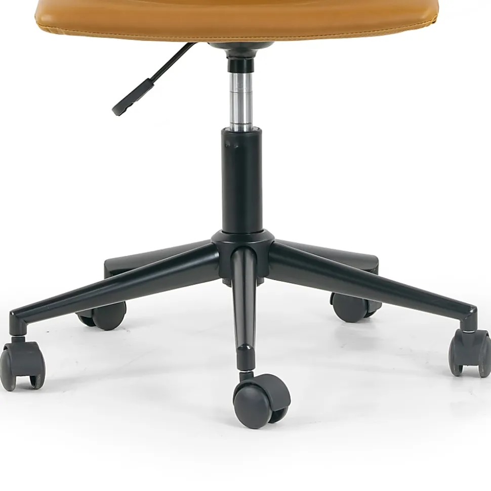 Glamour Home Adan Ergonomic Faux Leather Mid-Back Adjustable Height Swivel Office Task Chair, Brown