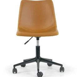 Glamour Home Adan Ergonomic Faux Leather Mid-Back Adjustable Height Swivel Office Task Chair, Brown