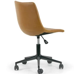 Glamour Home Adan Ergonomic Faux Leather Mid-Back Adjustable Height Swivel Office Task Chair, Brown