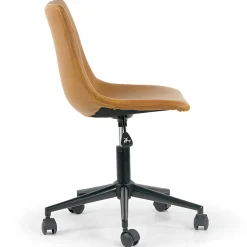 Glamour Home Adan Ergonomic Faux Leather Mid-Back Adjustable Height Swivel Office Task Chair, Brown