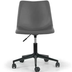 Glamour Home Adan Ergonomic Faux Leather Mid-Back Adjustable Height Swivel Office Task Chair, Gray