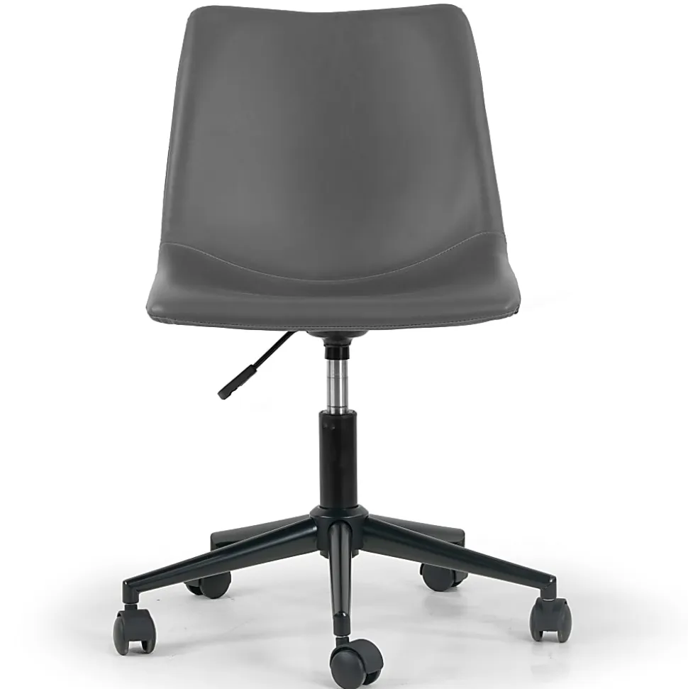 Glamour Home Adan Ergonomic Faux Leather Mid-Back Adjustable Height Swivel Office Task Chair, Gray