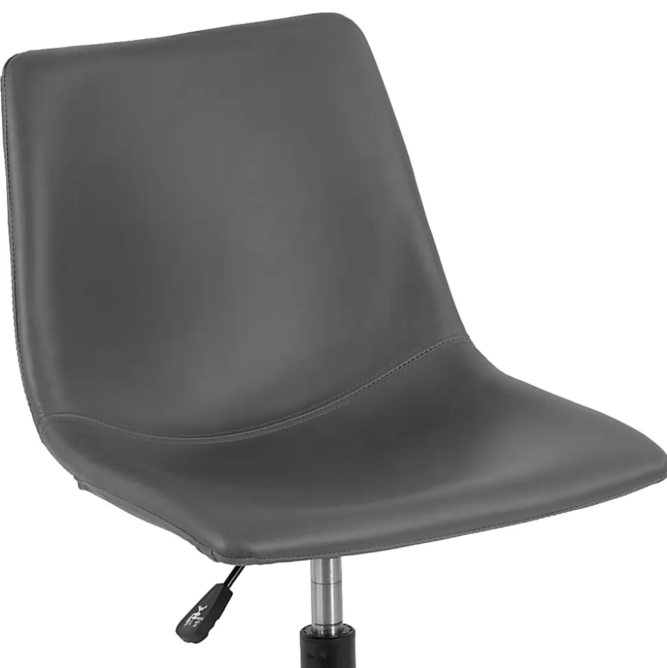 Glamour Home Adan Ergonomic Faux Leather Mid-Back Adjustable Height Swivel Office Task Chair, Gray