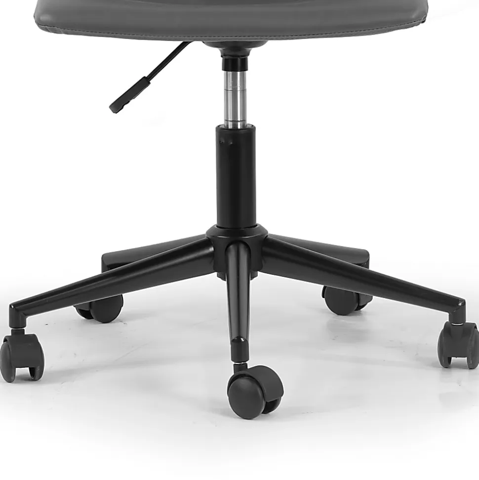 Glamour Home Adan Ergonomic Faux Leather Mid-Back Adjustable Height Swivel Office Task Chair, Gray