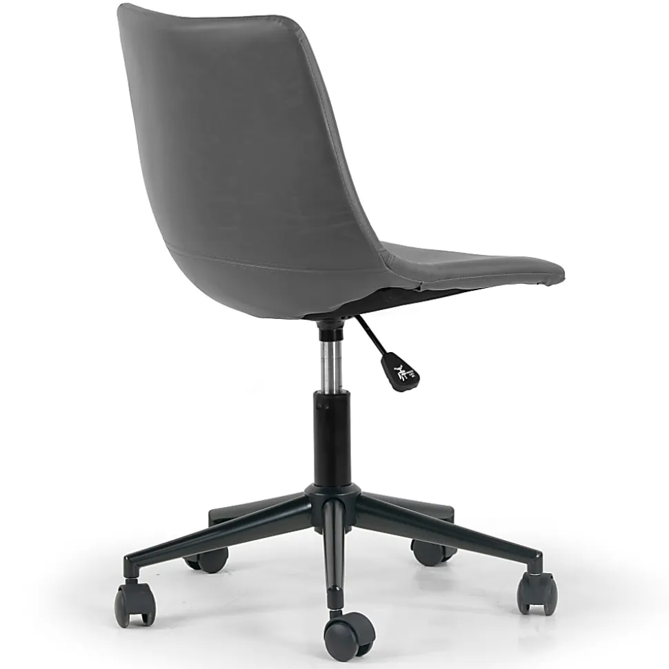 Glamour Home Adan Ergonomic Faux Leather Mid-Back Adjustable Height Swivel Office Task Chair, Gray