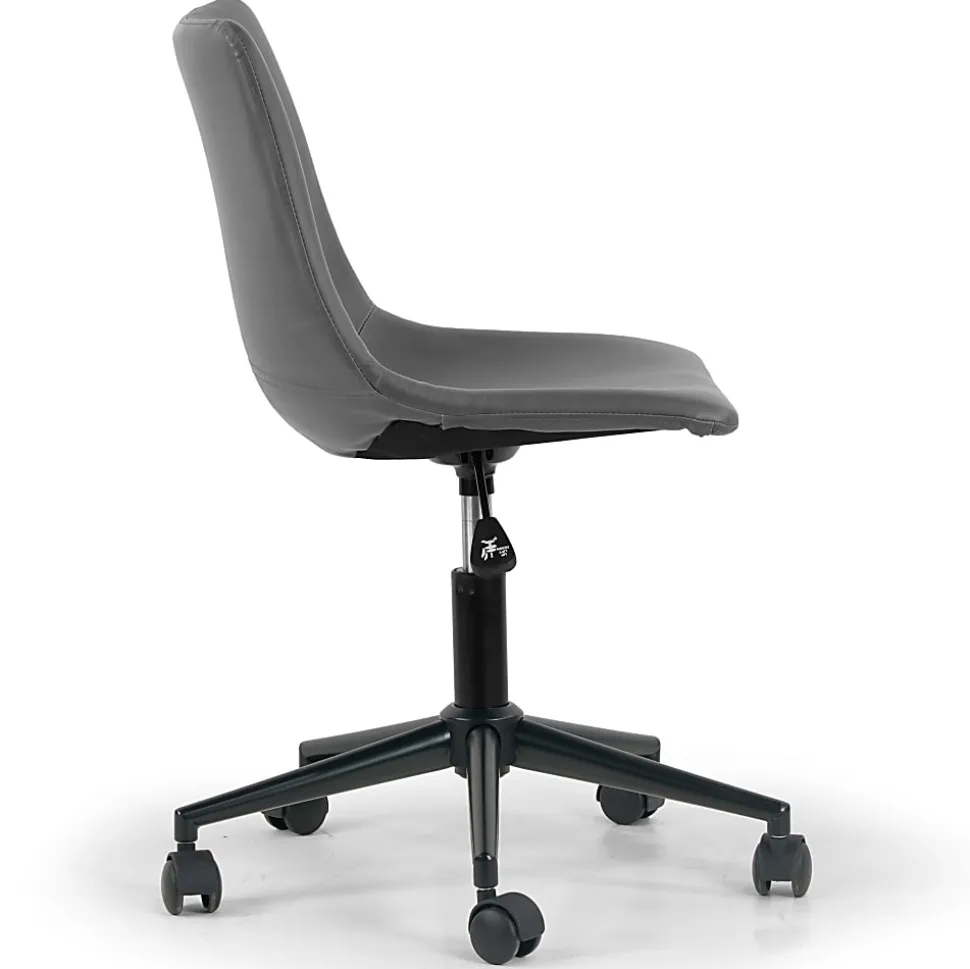 Glamour Home Adan Ergonomic Faux Leather Mid-Back Adjustable Height Swivel Office Task Chair, Gray