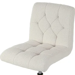 Glamour Home Aman Ergonomic Boucle Upholstered Mid-Back Adjustable Height Swivel Office Task Chair, Cream