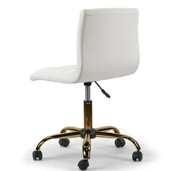 Glamour Home Aman Ergonomic Tufted Faux Leather Mid-Back Office Task Chair, White