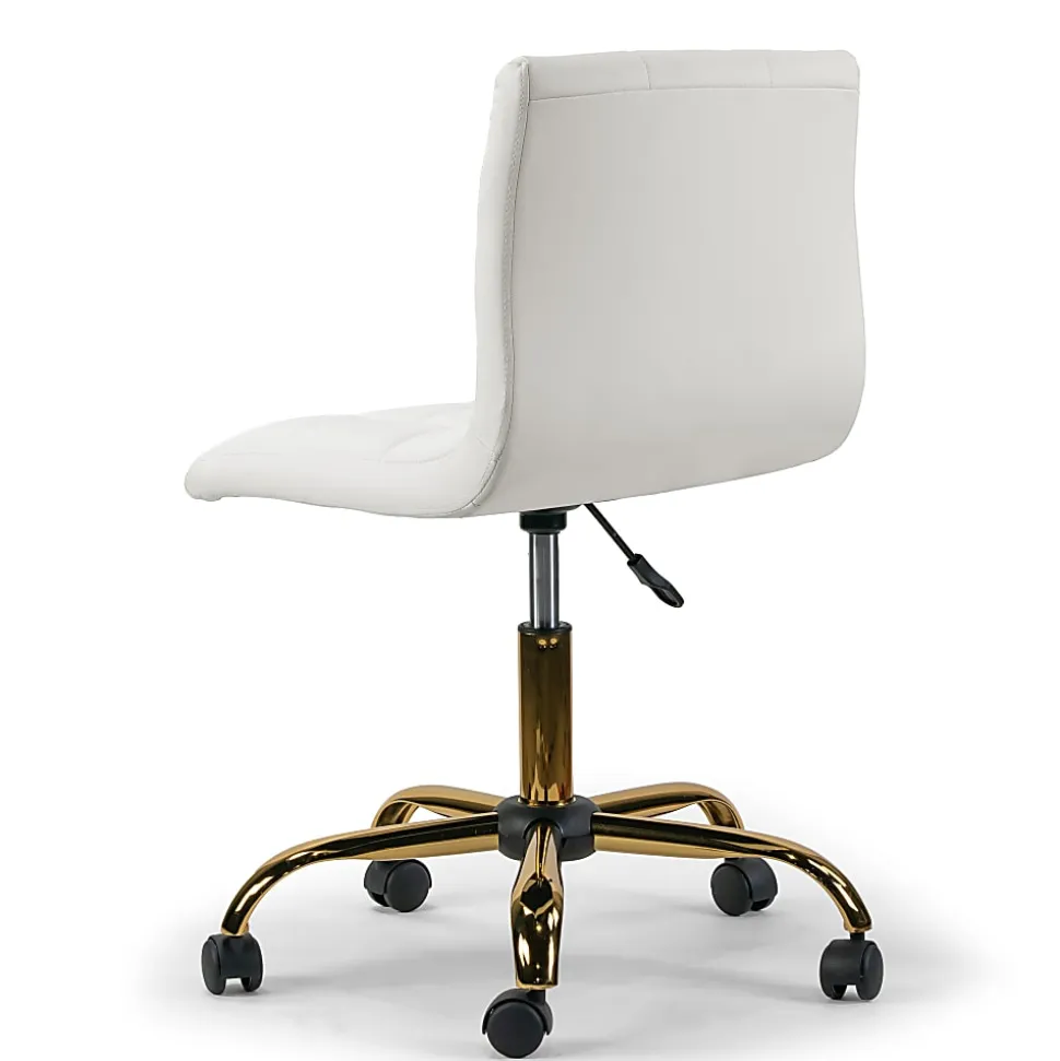 Glamour Home Aman Ergonomic Tufted Faux Leather Mid-Back Office Task Chair, White