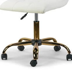 Glamour Home Aman Ergonomic Tufted Faux Leather Mid-Back Office Task Chair, White