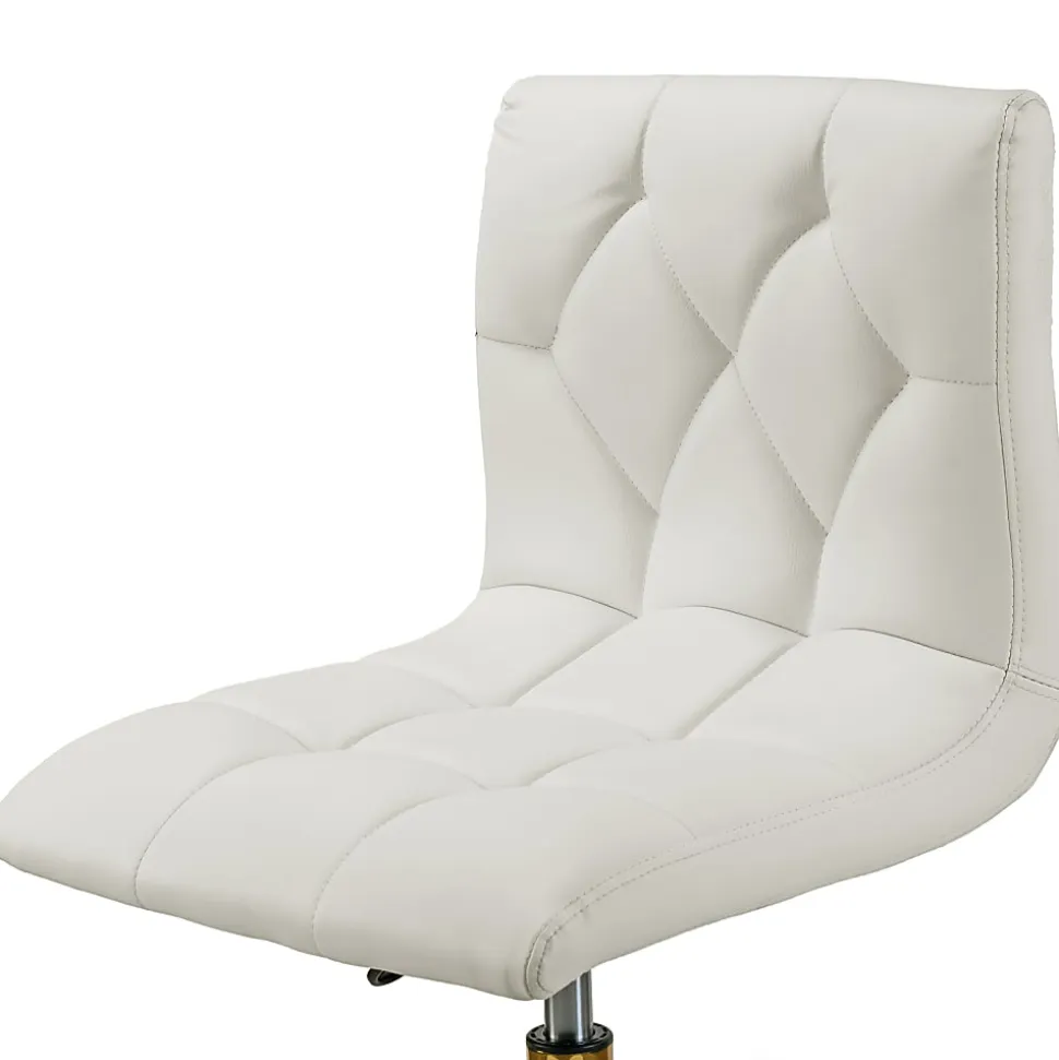 Glamour Home Aman Ergonomic Tufted Faux Leather Mid-Back Office Task Chair, White