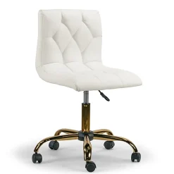 Glamour Home Aman Ergonomic Tufted Faux Leather Mid-Back Office Task Chair, White