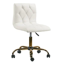 Glamour Home Aman Ergonomic Tufted Faux Leather Mid-Back Office Task Chair, White