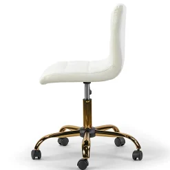 Glamour Home Aman Ergonomic Tufted Faux Leather Mid-Back Office Task Chair, White