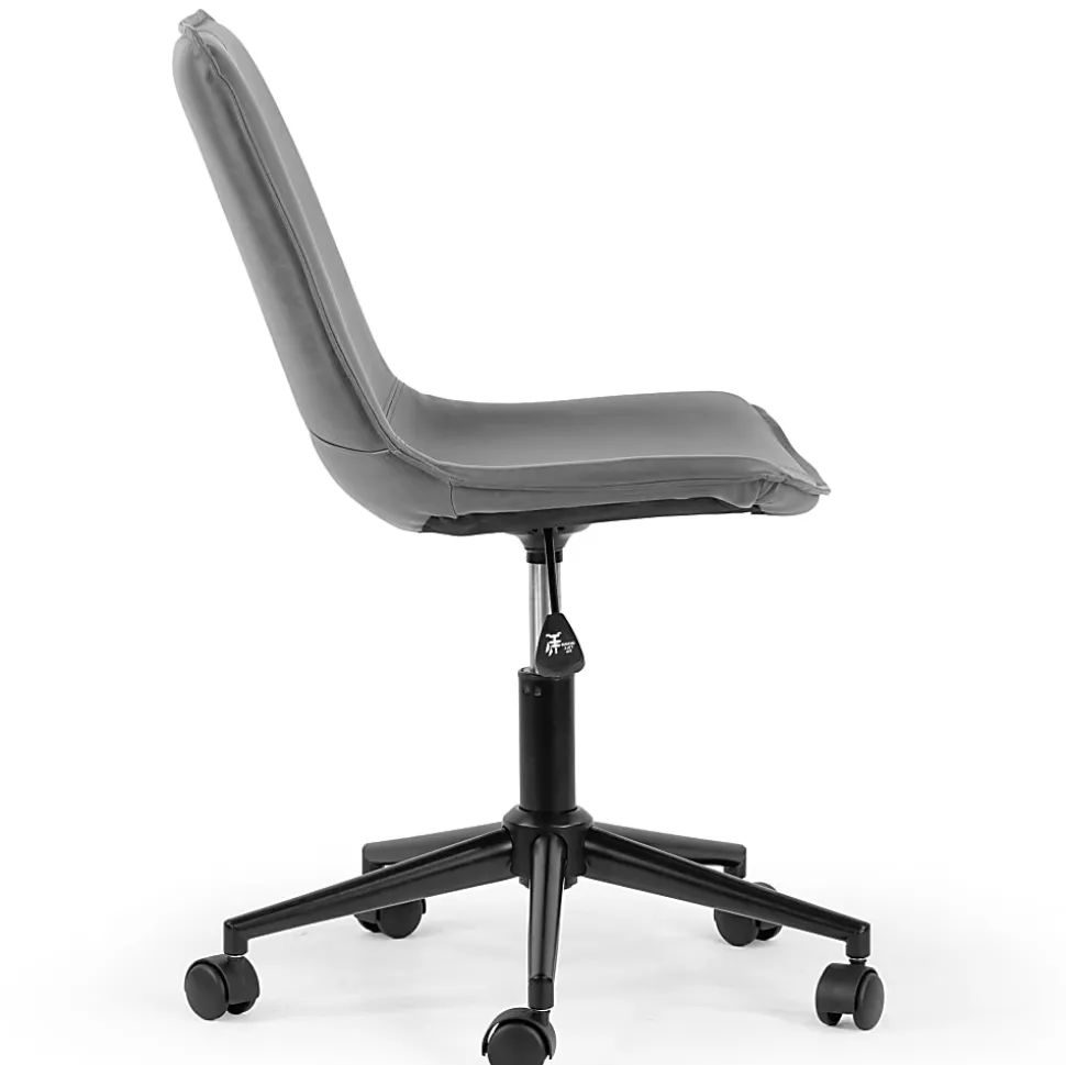 Glamour Home Amery Ergonomic Faux Leather Mid-Back Adjustable Height Swivel Office Task Chair, Gray