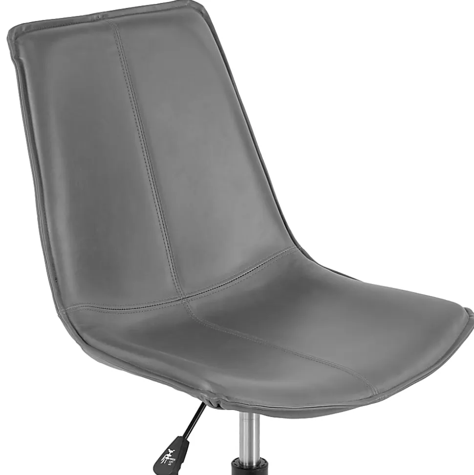 Glamour Home Amery Ergonomic Faux Leather Mid-Back Adjustable Height Swivel Office Task Chair, Gray