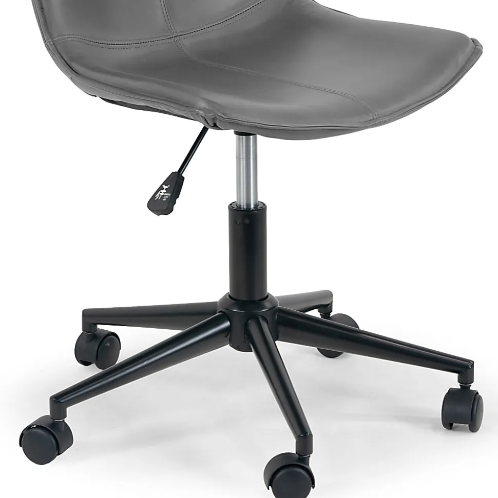 Glamour Home Amery Ergonomic Faux Leather Mid-Back Adjustable Height Swivel Office Task Chair, Gray