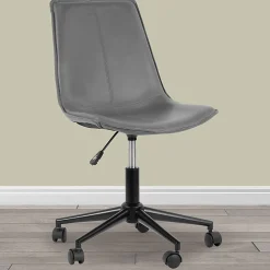 Glamour Home Amery Ergonomic Faux Leather Mid-Back Adjustable Height Swivel Office Task Chair, Gray