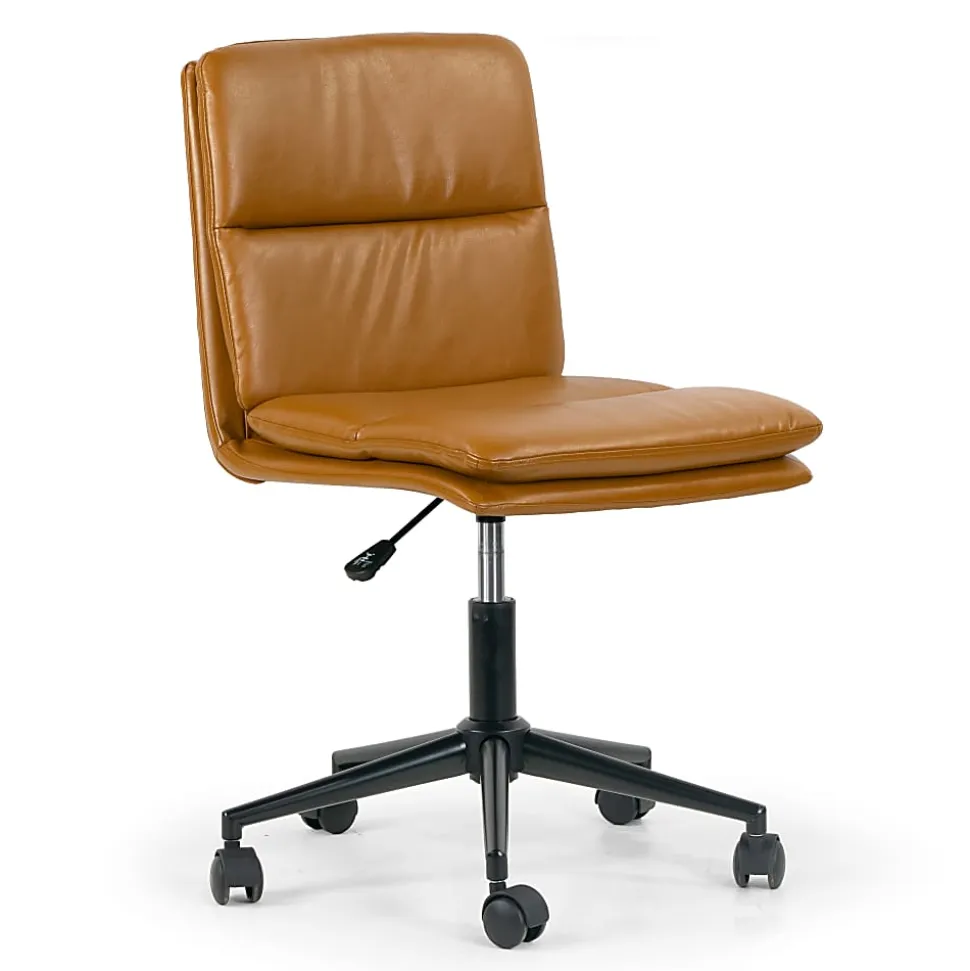Glamour Home Avak Ergonomic Faux Leather Mid-Back Adjustable Task Chair, Brown