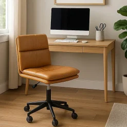 Glamour Home Avak Ergonomic Faux Leather Mid-Back Adjustable Task Chair, Brown