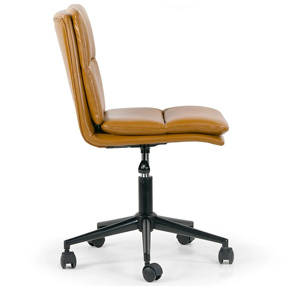 Glamour Home Avak Ergonomic Faux Leather Mid-Back Adjustable Task Chair, Brown