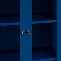 Glamour Home Avice 24"W 4-Shelf Metal Cabinet With Doors, Blue