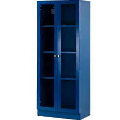 Glamour Home Avice 24"W 4-Shelf Metal Cabinet With Doors, Blue