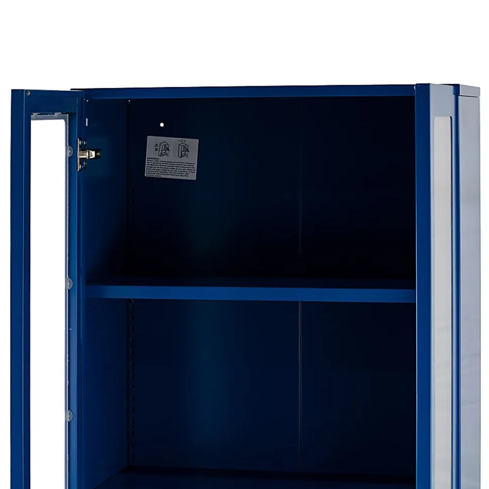 Glamour Home Avice 24"W 4-Shelf Metal Cabinet With Doors, Blue