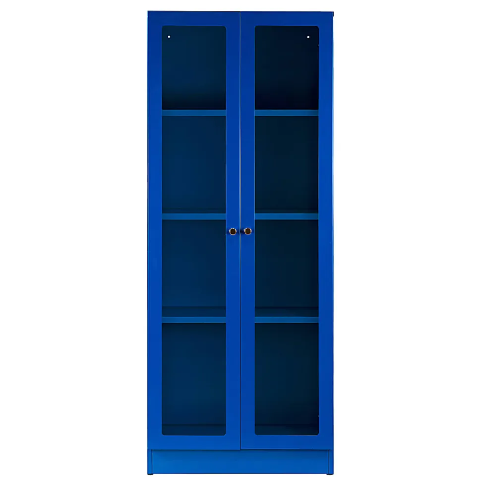 Glamour Home Avice 24"W 4-Shelf Metal Cabinet With Doors, Blue