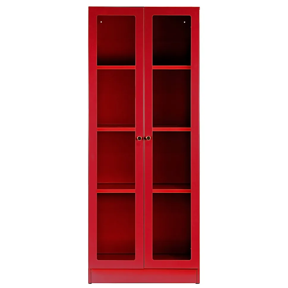 Glamour Home Avice 24"W 4-Shelf Metal Cabinet With Doors, Red