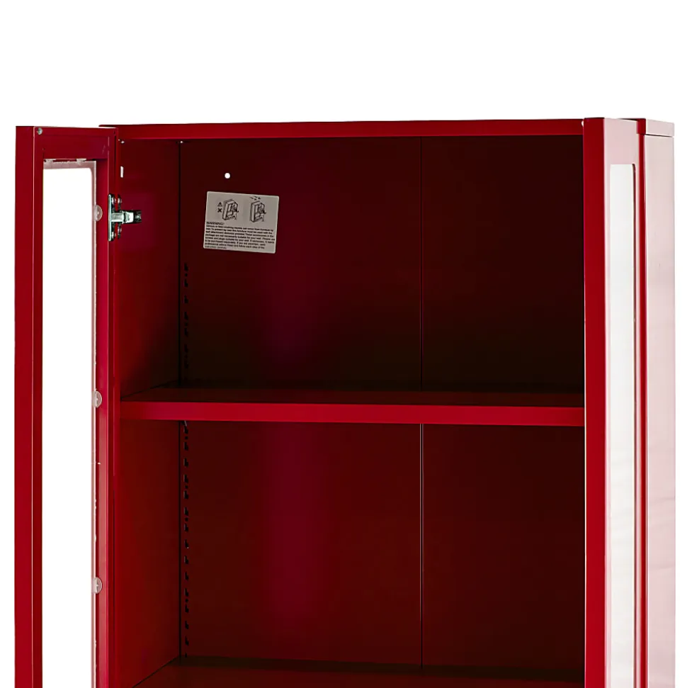 Glamour Home Avice 24"W 4-Shelf Metal Cabinet With Doors, Red