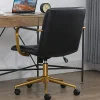Glamour Home Azel Ergonomic Faux Leather Mid-Back Office Task Chair, Black/Gold