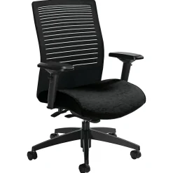 Global® Loover Mid-Back Weight-Sensing Synchro Chair, 39"H x 25 1/2"W x 24"D, Black Coal/Black