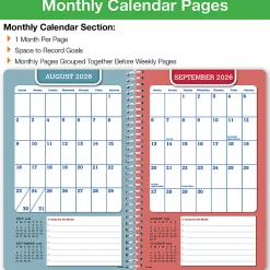 2026-2027 Global 11-Month Weekly/Monthly Academic Year Secondary Student-Block Planner, 5-1/2” x 8-1/2”, Blue, August To June, Total Qty 1