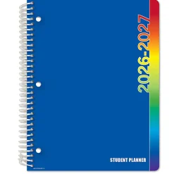 2026-2027 Global 11-Month Weekly/Monthly Academic Year Secondary Student-Block Planner, 8-1/2” x 11”, Blue, August To June, Total Qty 1
