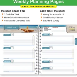 2026-2027 Global 11-Month Weekly/Monthly Academic Year Secondary Student-Block Planner, 8-1/2” x 11”, Blue, August To June, Total Qty 1