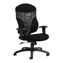 Global® Tye Mesh Tilter Chair, High-Back, 45 1/2"H x 25"W x 26"D, Black Coal/Black