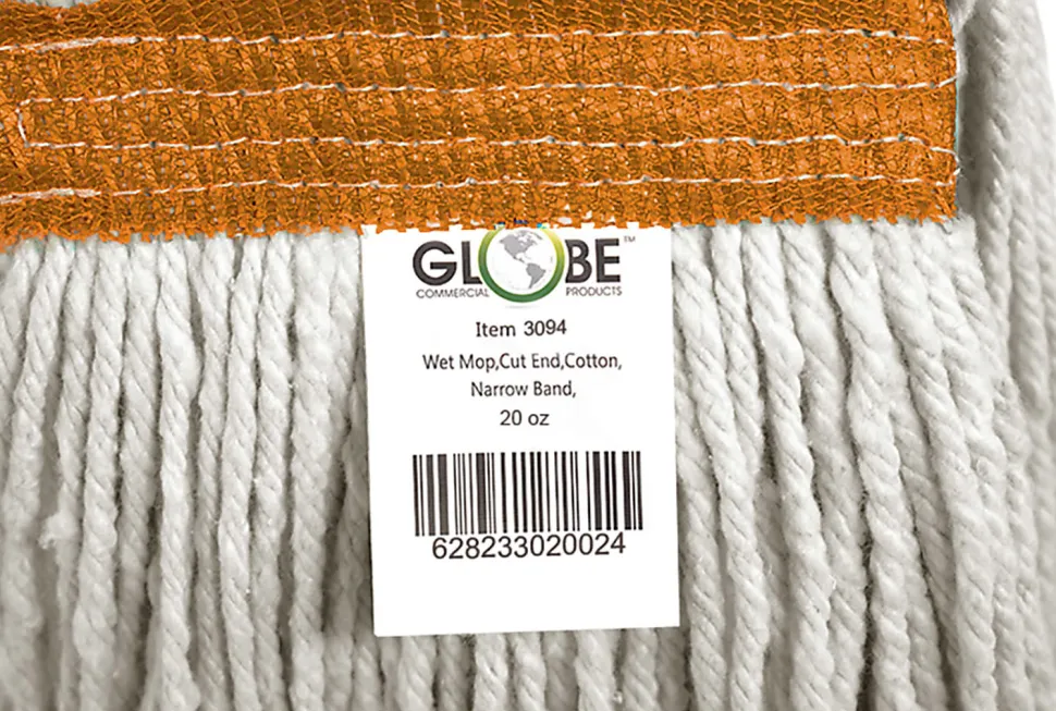 Globe Commercial Products Cotton Wet Mop Refill, 20 Oz, White