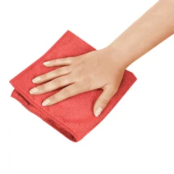 Globe Commercial Products Microfiber Cloths, 16" x 16", Red, Pack Of 10 Cloths