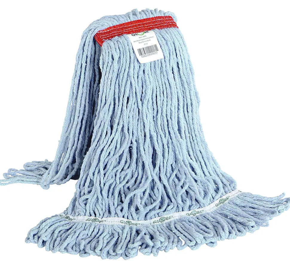 Globe Commercial Products Synthetic Wet Mop Refill, 20 Oz, Blue, 3091EA