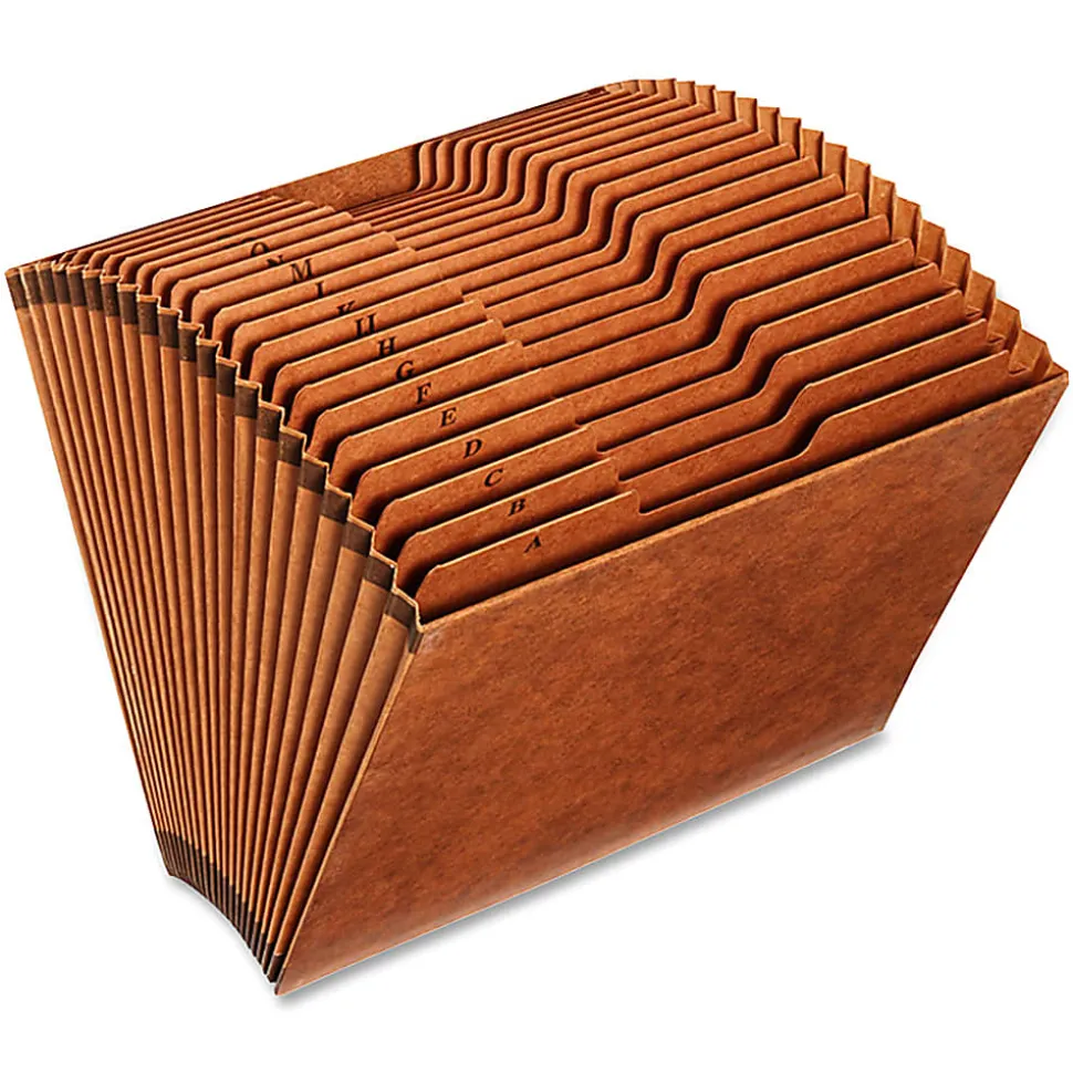 Globe-Weis® A-Z High-Quality Expanding File, Letter Size, Brown