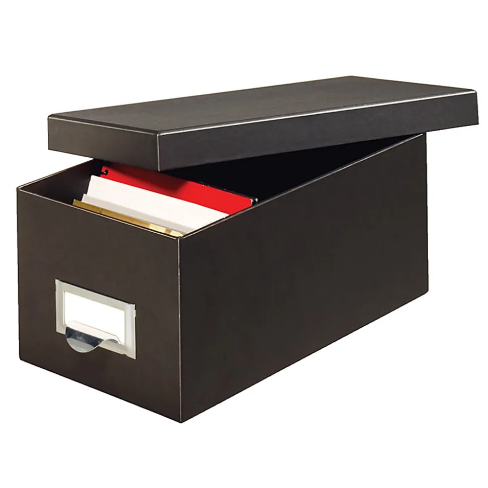 Globe-Weis® 70% Recycled Index Card Storage Case, 5"H x 6 5/8"W x 11 5/8"D, For 4" x 6" Cards, Black