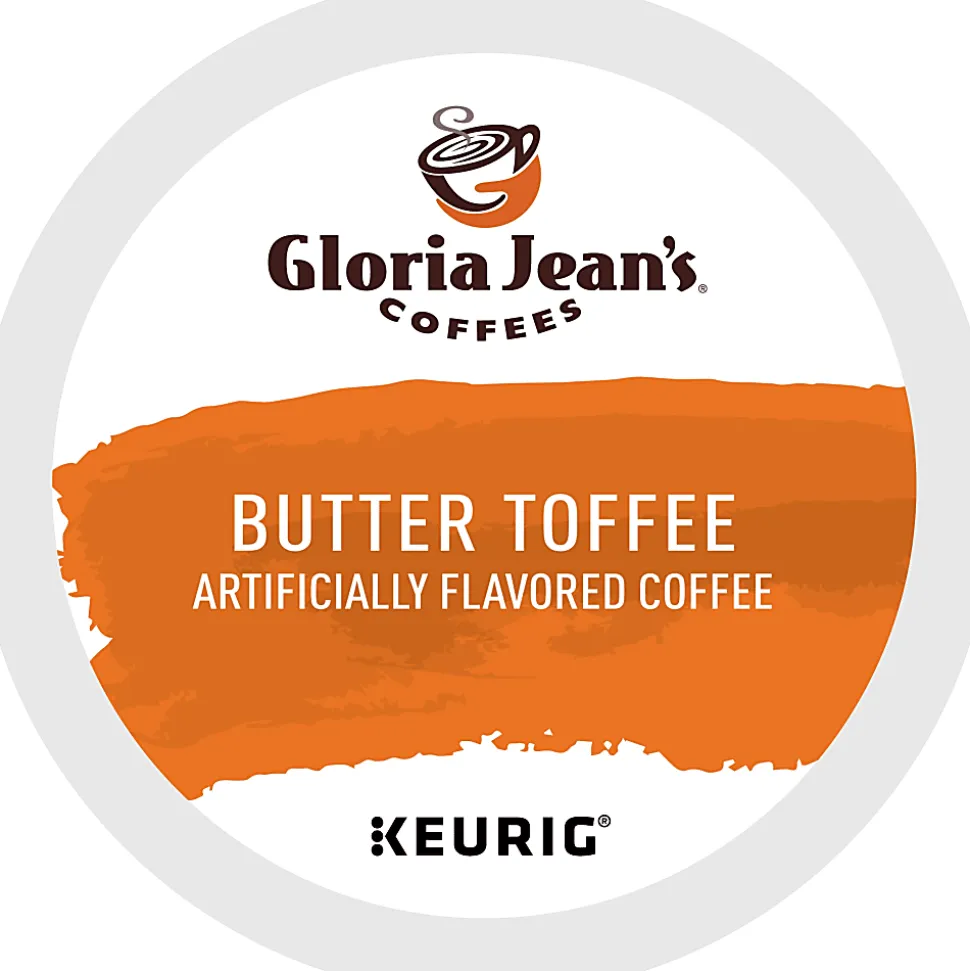 Gloria Jean's Butter Toffee Keurig Single-Serve K-Cup Pods, Medium Roast, 24 Pods Per Pack, Case Of 4 Packs